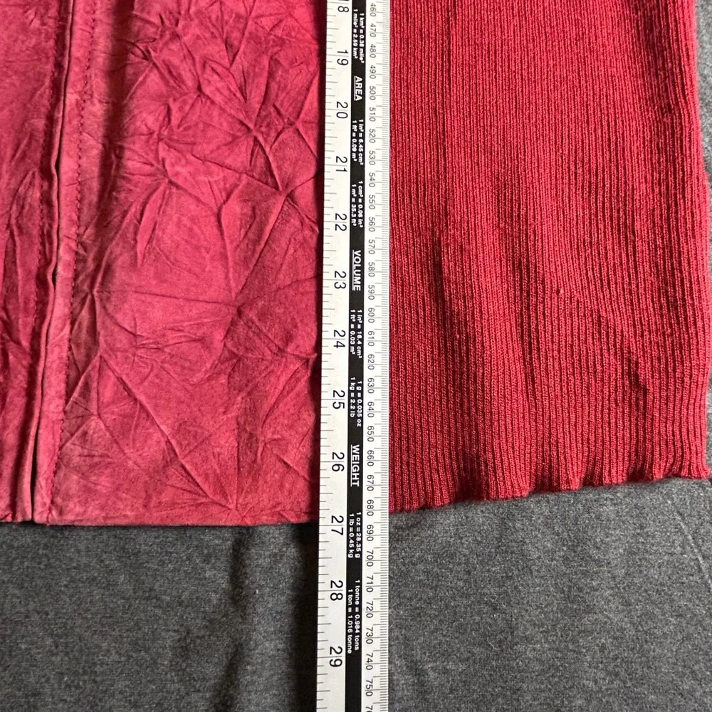 Coldwater Creek Red Leather‎ Suede Knit Zip Front Jacket Women 1X